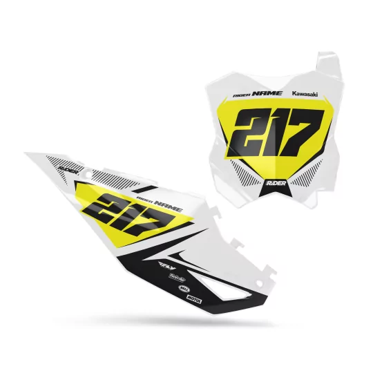 GRAPHICS moto kit GRAPHICS CUSTOM NUMBER PLATE BACKGROUNDS KAWASAKI Pulse Series White