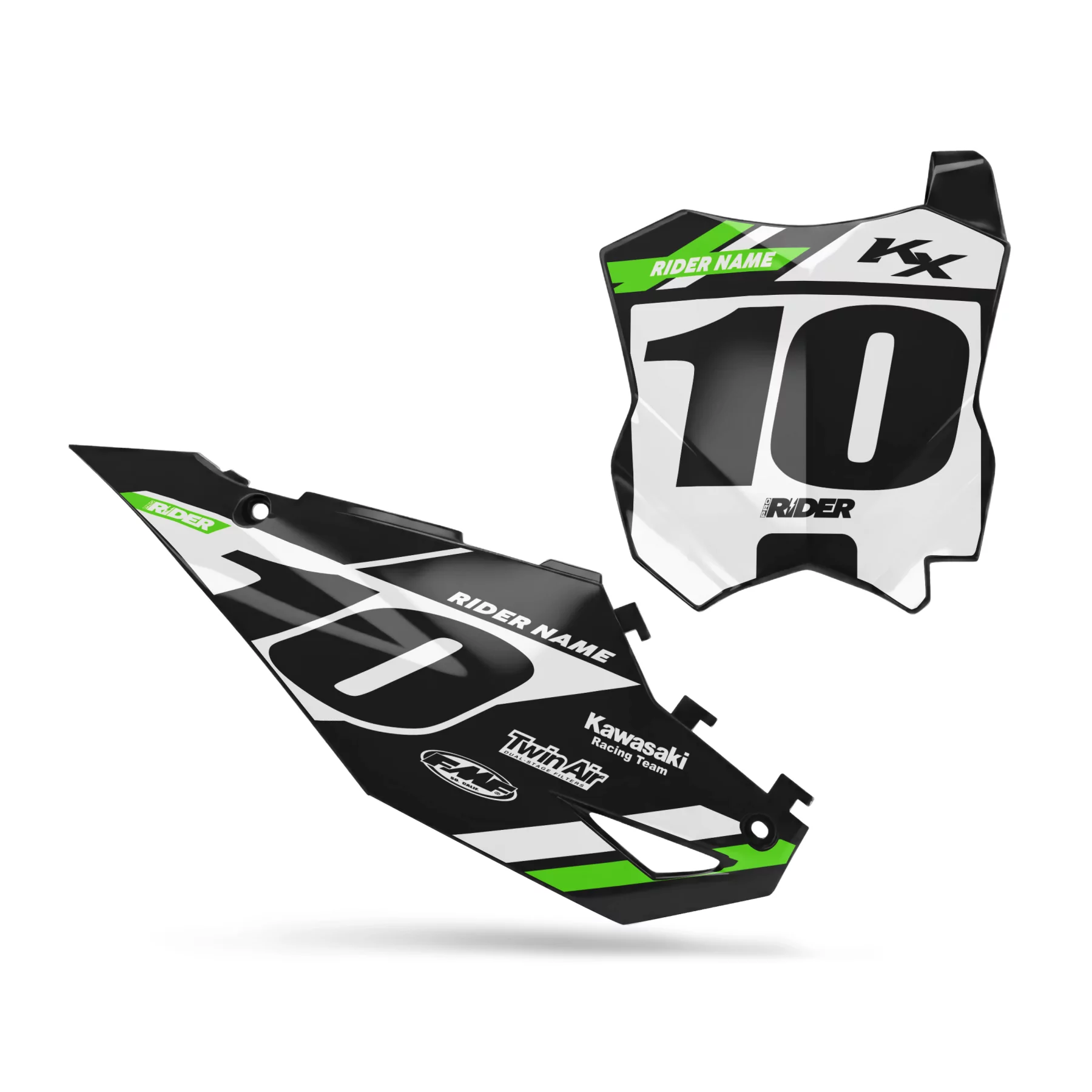 GRAPHICS moto kit GRAPHICS CUSTOM NUMBER PLATE BACKGROUNDS KAWASAKI Bands Black Series