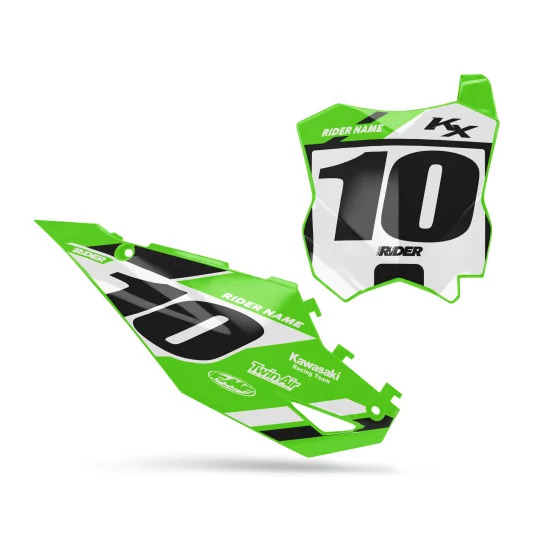 Motorstickerset STICKERSET NUMMERBORDACHTERGRONDEN PERSO KAWASAKI Bands Green Series