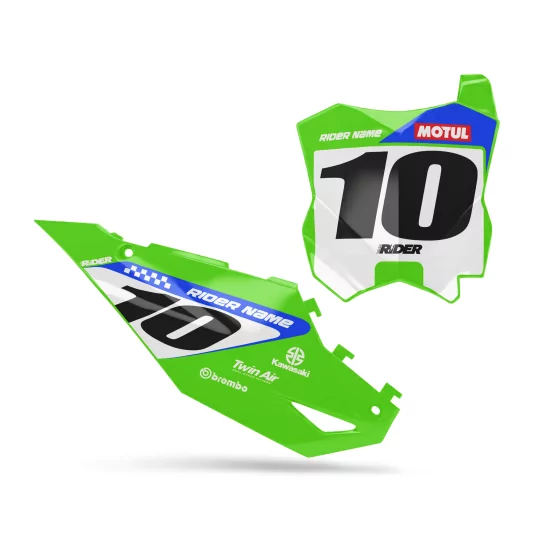 Moto graphics KIT DECO NUMBER PLATES PERSO KAWASAKI Bands Green White