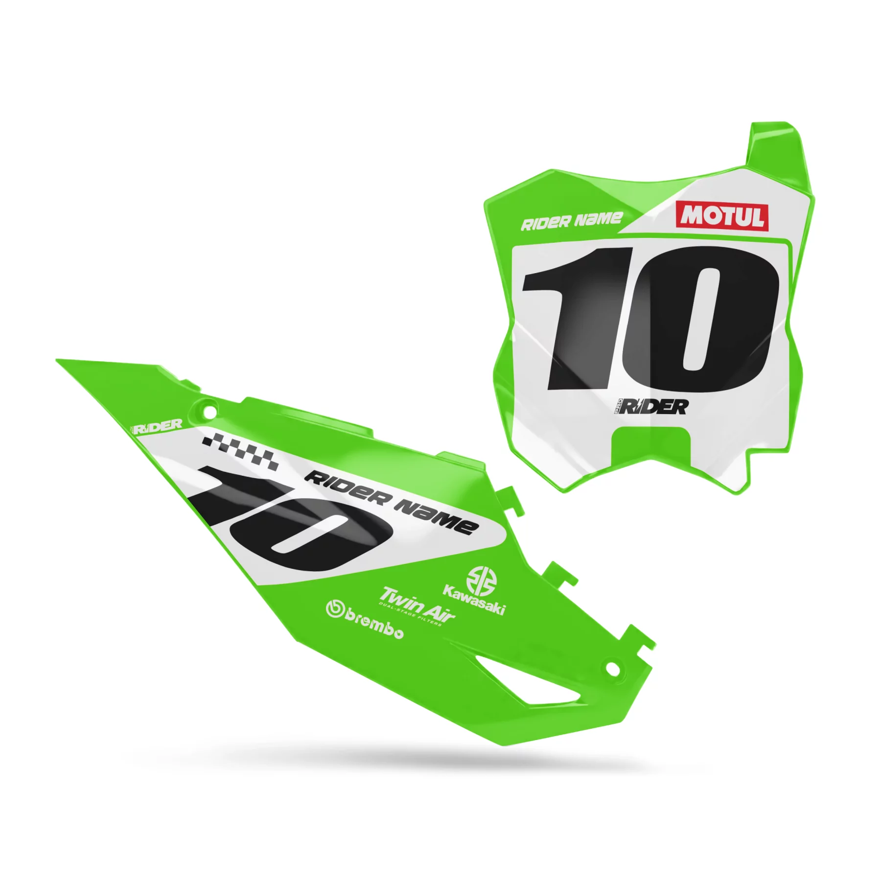 Kit adhesivos moto KIT ADHESIVOS FONDS DE PLAQUES PERSO KAWASAKI Bands White Green
