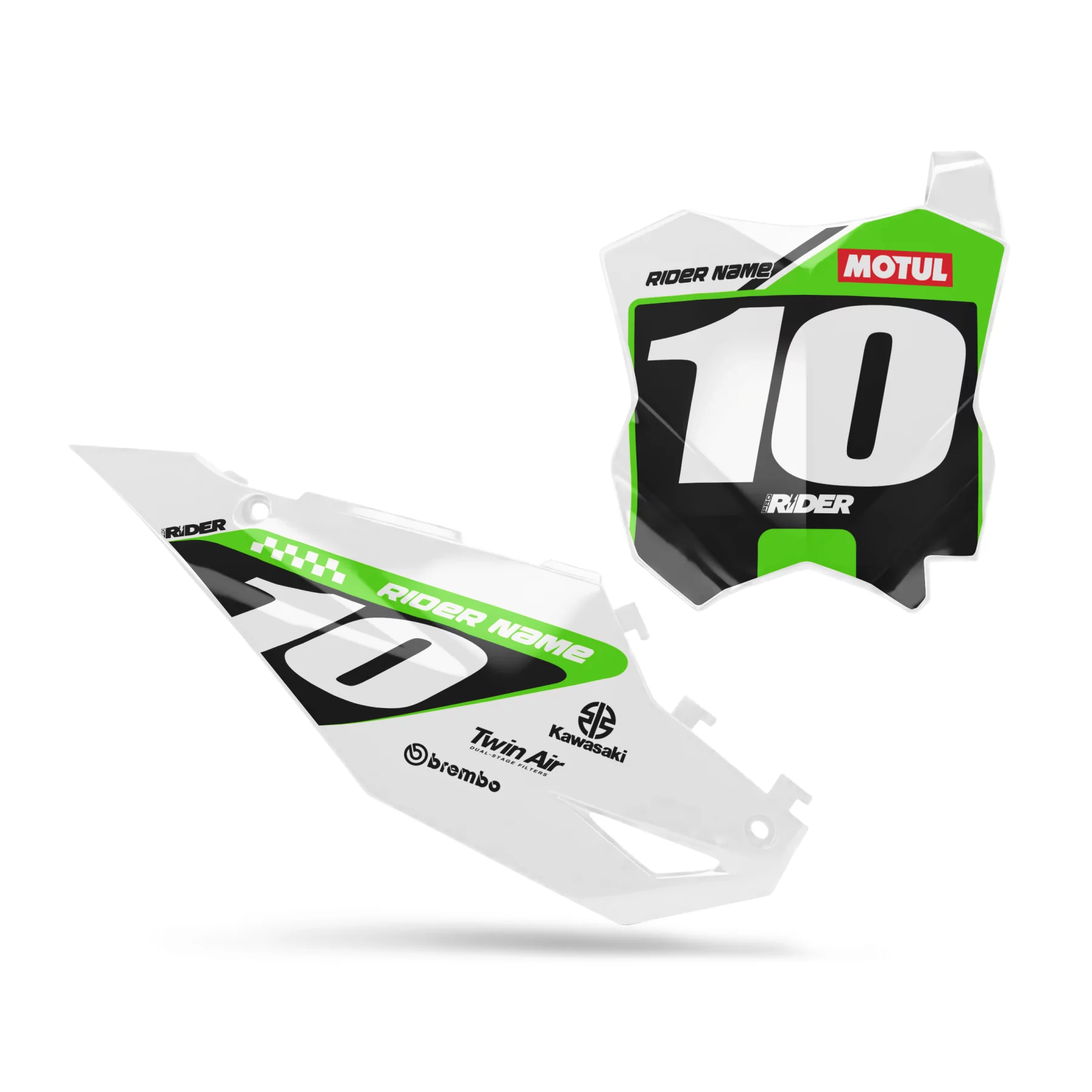 Stickerset moto STICKERSET NUMMERPLAAT ACHTERGROND PERSO KAWASAKI Bands Black White