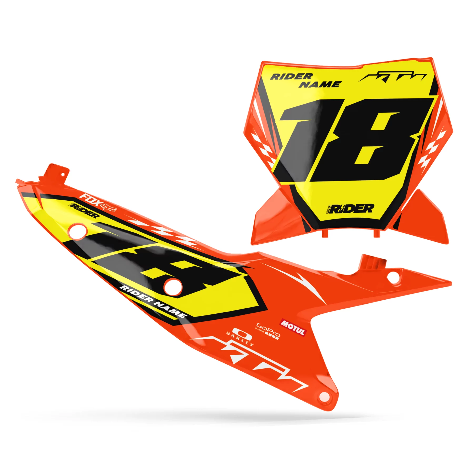 Stickerset moto STICKERSET NUMMERBORD ACHTERGRONDEN PERSO KTM TRACK