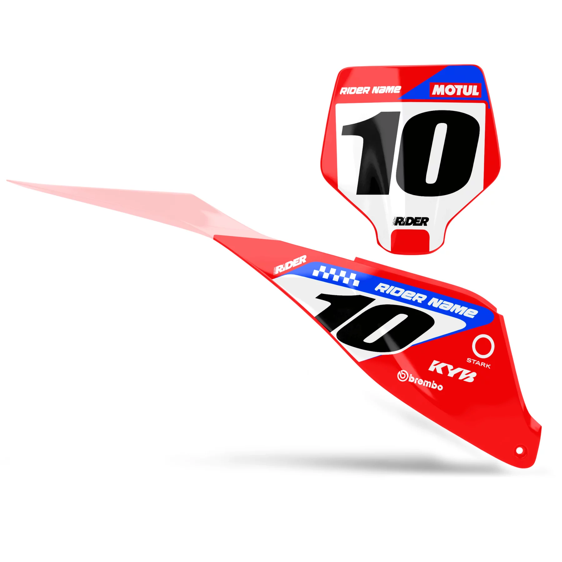 Stickerset moto STICKERSET NUMMERPLAAT ACHTERGRONDEN PERSO STARK FUTURE Fantix Red Blue