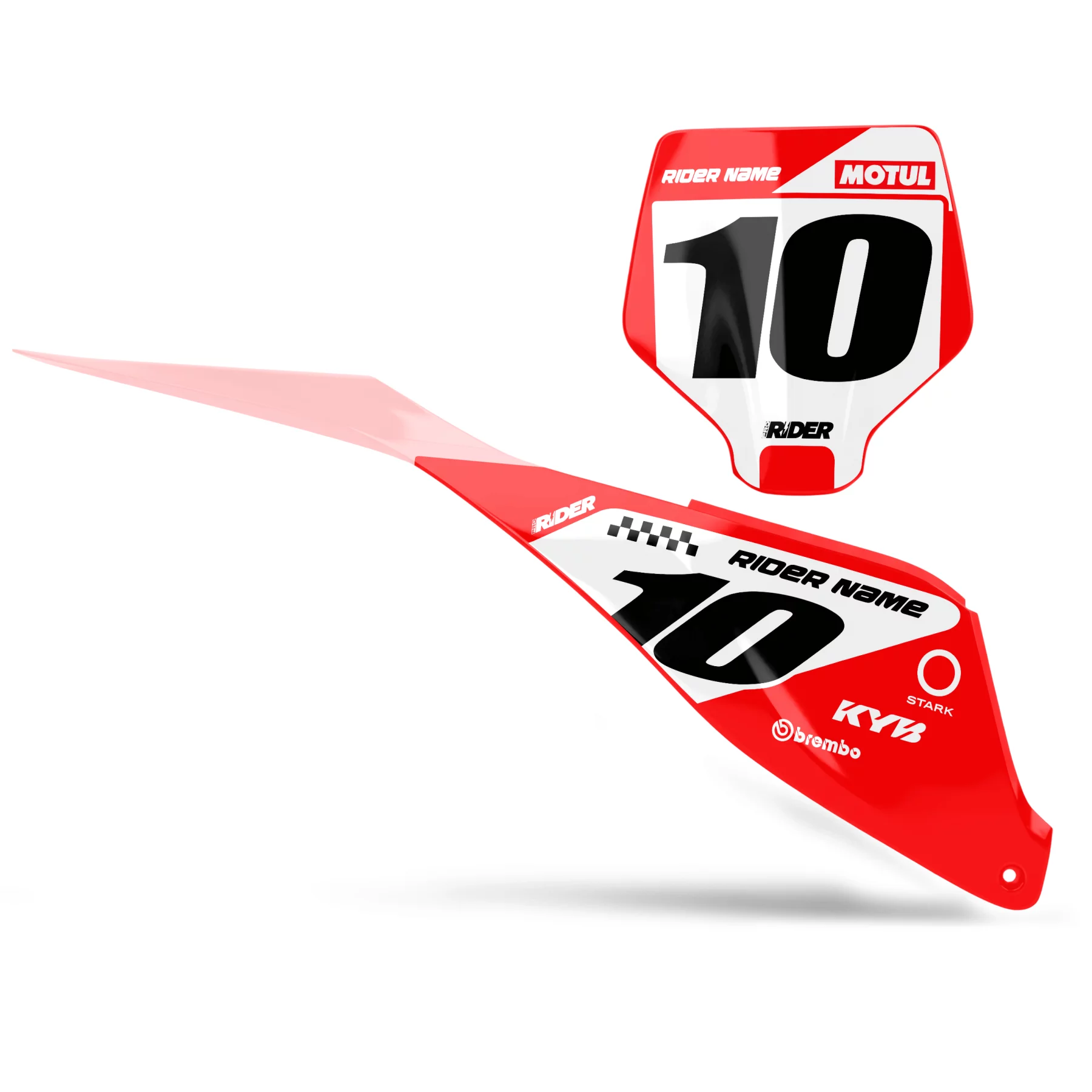 Stickerset moto STICKERSET NUMMERPLAAT ACHTERGRONDEN PERSO STARK FUTURE Fantix Red