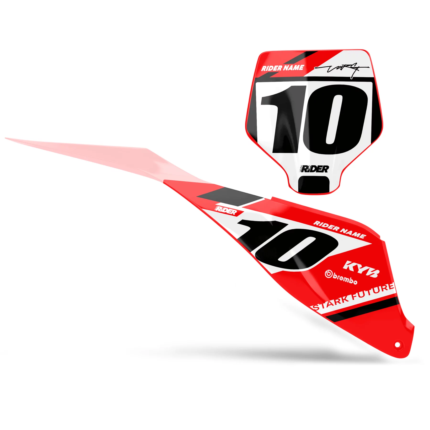 Kit déco moto KIT DECO FONDS DE PLAQUES PERSO STARK FUTURE Flux Red Black