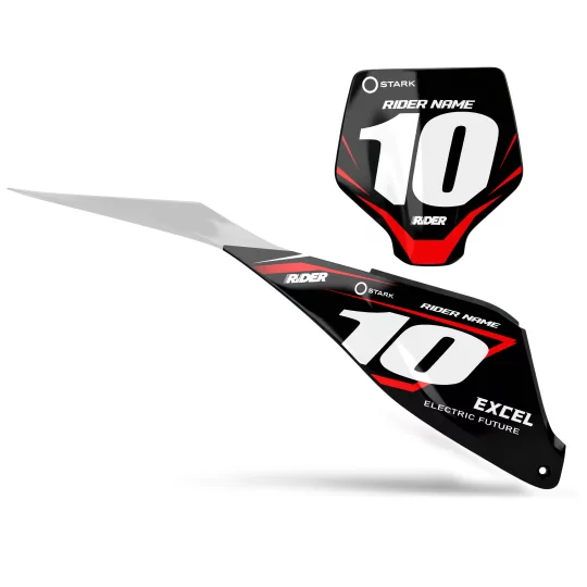 Stickerset moto STICKERSET NUMMERPLAAT ACHTERGRONDEN PERSO STARK FUTURE Target Black