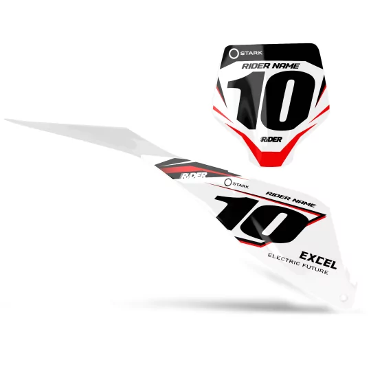Kit adhesivos moto KIT ADHESIVOS FONDOS DE PLACAS PERSO STARK FUTURE Target White Black