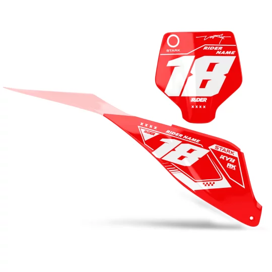 Stickerset motor STICKERSET NUMMERPLAAT ACHTERGRONDEN PERSO STARK FUTURE Barett Red White