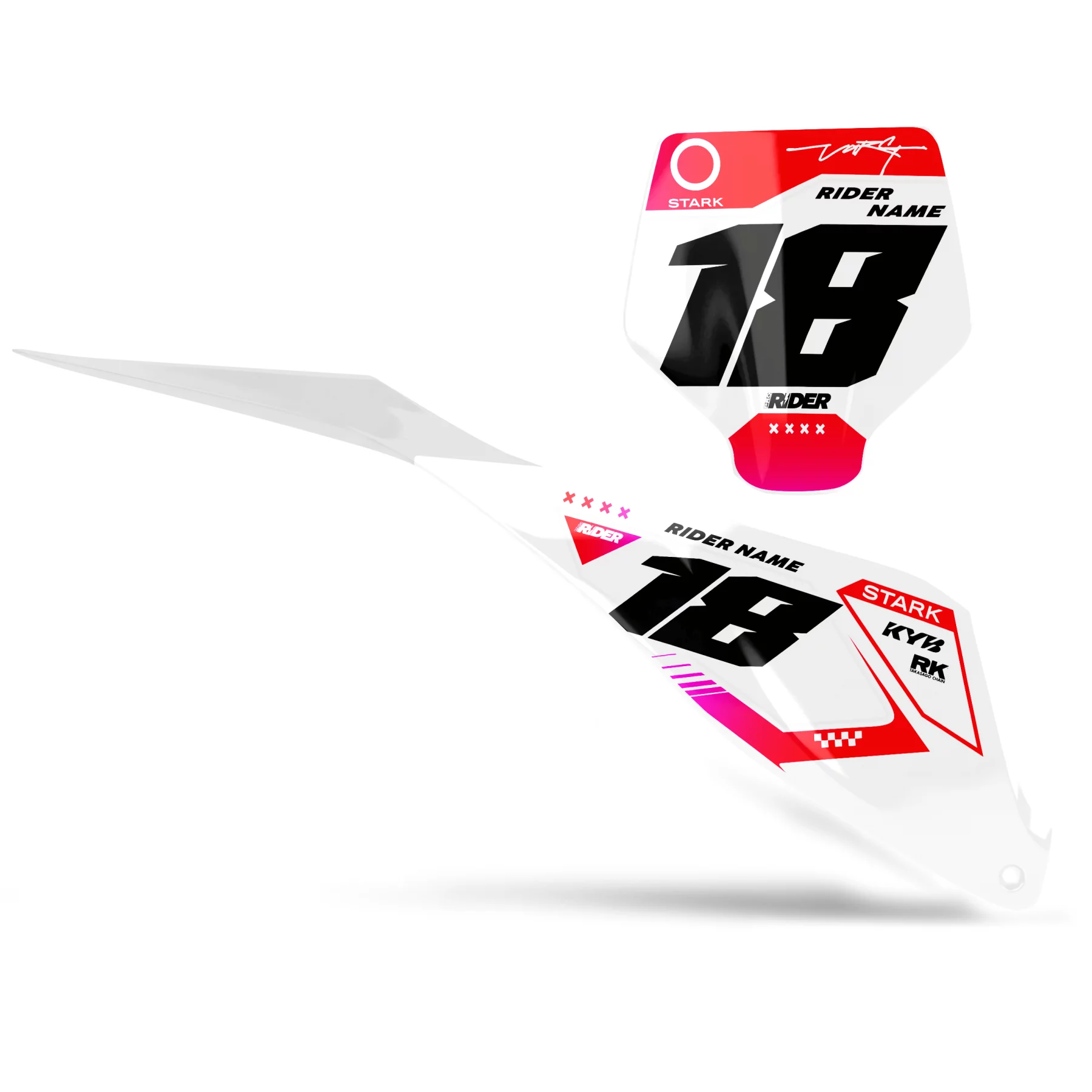 GRAPHICS moto GRAPHICS NUMBER PLATE BACKGROUNDS CUSTOM STARK FUTURE Barett White Red
