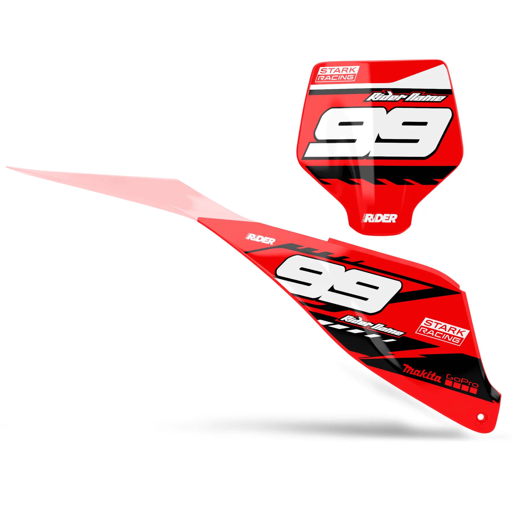 GRAPHICS moto GRAPHICS NUMBER PLATE BACKGROUNDS CUSTOM STARK FUTURE Traxer Red Black