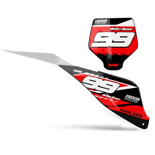 Stickerset motor STICKERSET NUMMERPLAAT ACHTERGRONDEN PERSO STARK FUTURE Traxer Black Red