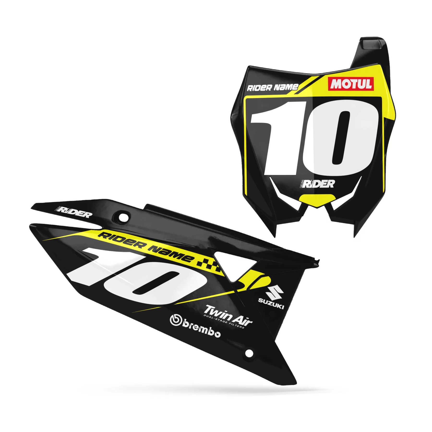 STICKERSET motorstickers STICKERSET NUMMERPLAAT ACHTERGRONDEN PERSO SUZUKI Contact Black