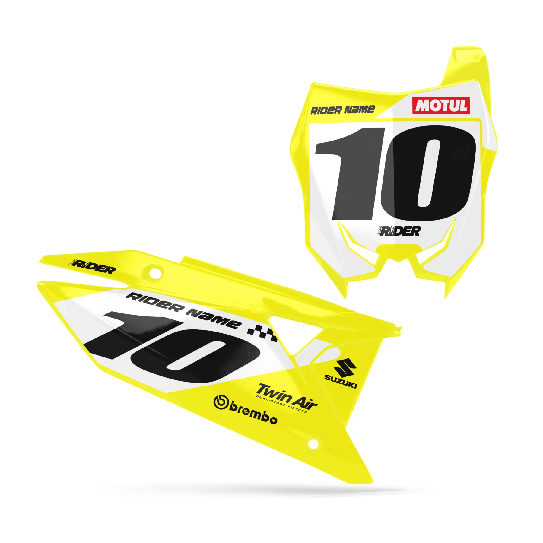 DEKOR Motorrad DEKOR FONDS DE PLAQUES PERSO SUZUKI Contact White Yellow