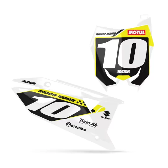 Grafiche moto GRAFICHE FONDI TARGHE PERSO SUZUKI Contact White Black