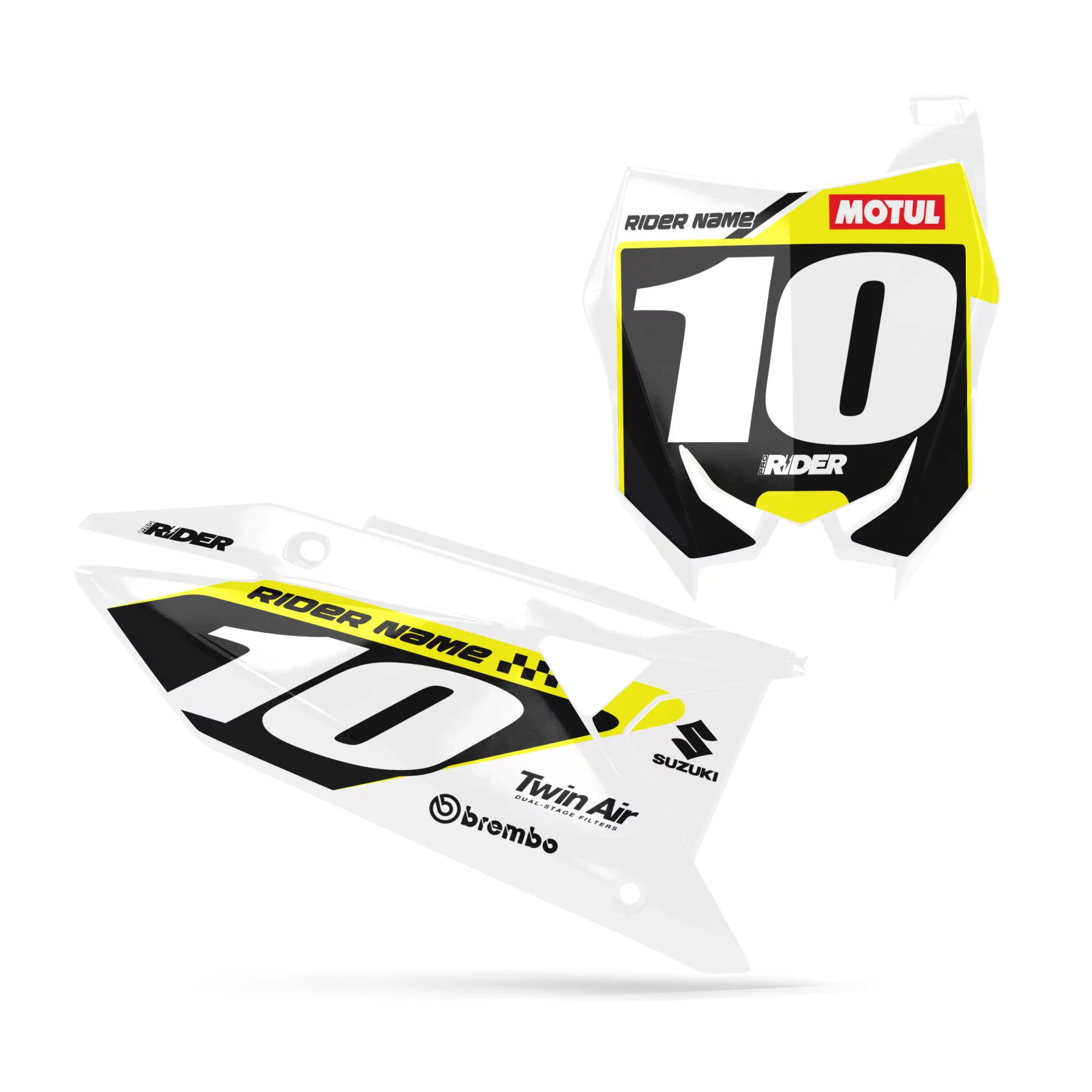 Grafiche moto GRAFICHE FONDI TARGHE PERSO SUZUKI Contact White Black