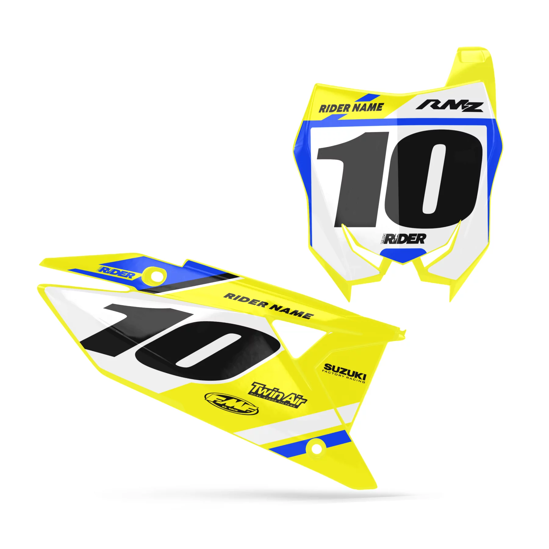 Kit adesivos moto KIT ADESIVOS FUNDOS DE PLACAS PERSO SUZUKI Mount Yellow Blue