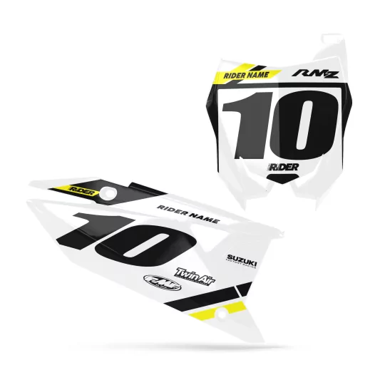 Kit adesivos moto KIT ADESIVOS FUNDOS DE PLACAS PERSO SUZUKI Mount White Black
