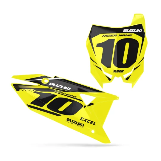 Kit adesivos moto KIT ADESIVOS FUNDOS DE PLACAS PERSO SUZUKI Mount Black Yellow