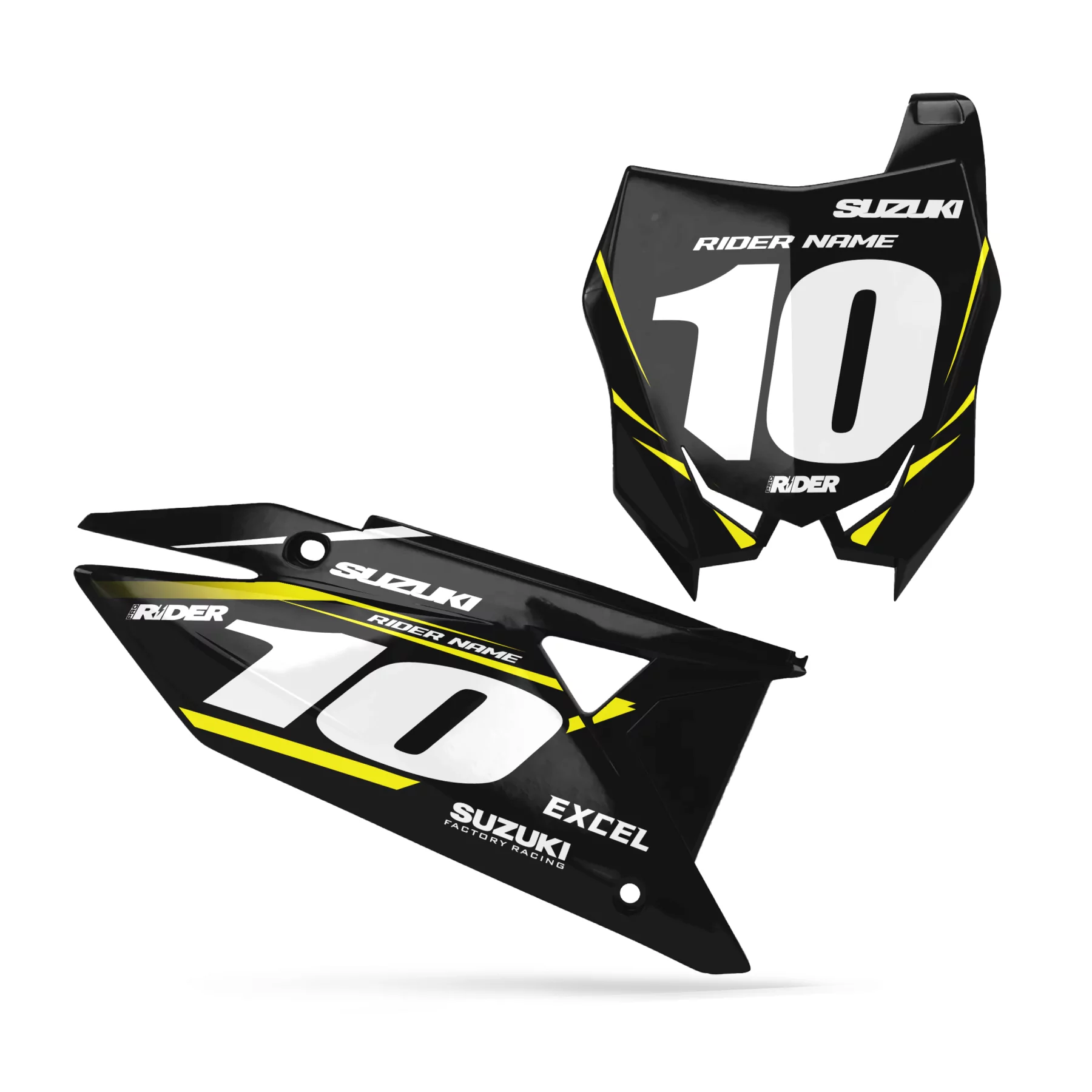 STICKERSET motorstickers STICKERSET NUMMERPLAAT ACHTERGRONDEN PERSO SUZUKI Mount Black
