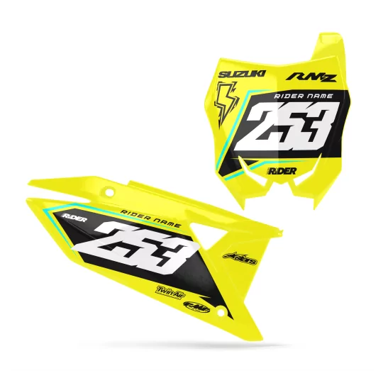 DEKOR Motorrad KIT DECO FONDS DE PLAQUES PERSO SUZUKI Blaze Black Yellow