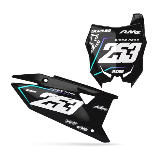 Moto stickerset STICKERSET NUMMERPLAAT ACHTERGRONDEN PERSO SUZUKI Blaze Black