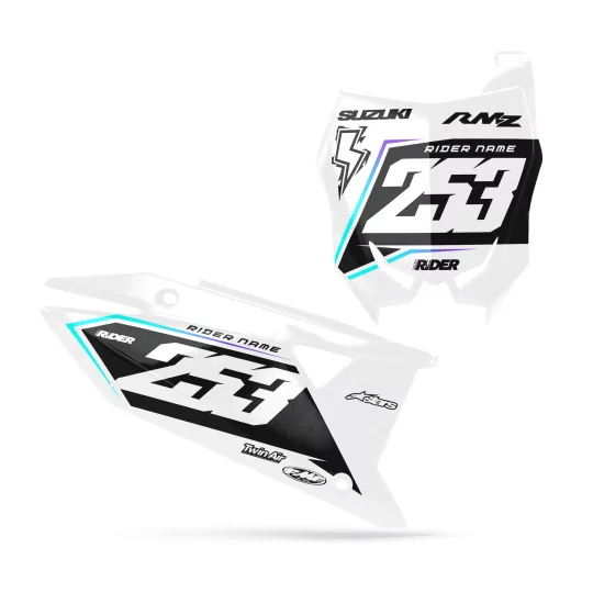 Moto stickerset STICKERSET NUMMERPLAAT ACHTERGRONDEN PERSO SUZUKI Blaze White