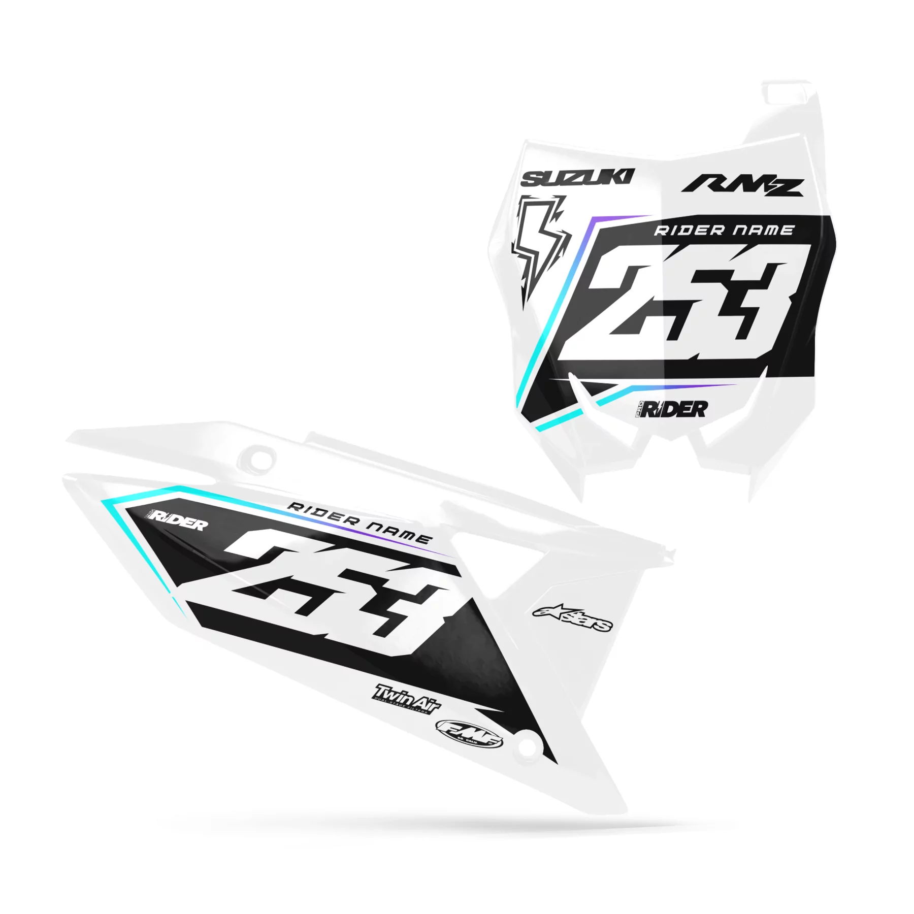 Moto stickerset STICKERSET NUMMERPLAAT ACHTERGRONDEN PERSO SUZUKI Blaze White
