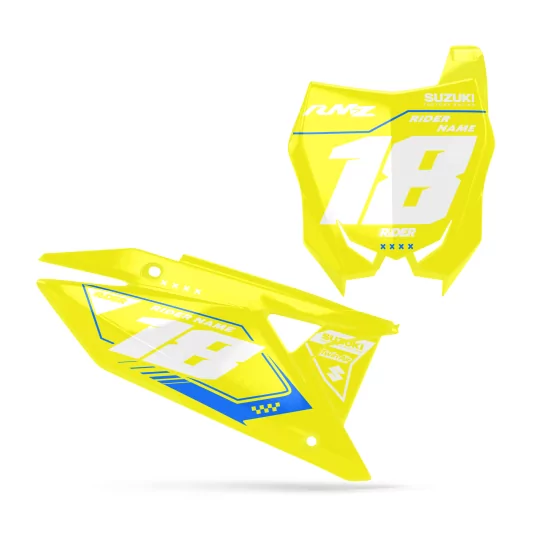 Motorrad-DEKOR DEKOR NUMMERNSCHILDHINTERGRÜNDE PERSO SUZUKI Glow Flex Yellow