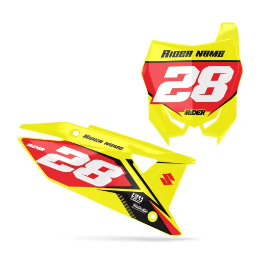 Moto stickerset STICKERSET NUMMERPLAAT ACHTERGRONDEN PERSO SUZUKI Vision Red Yellow