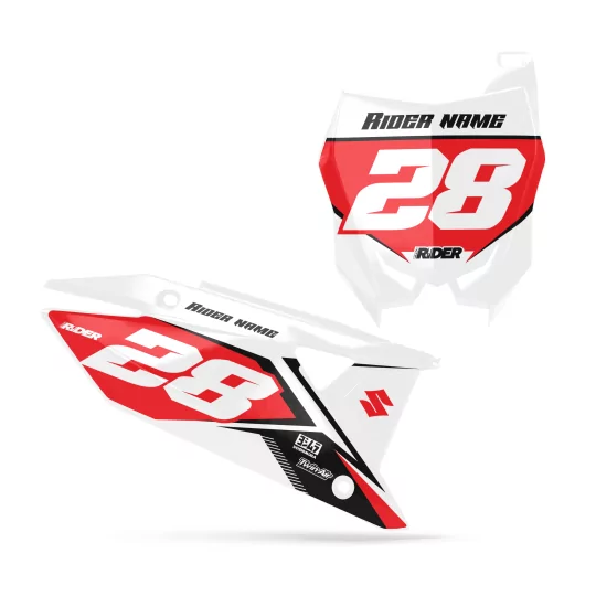 Moto stickerset STICKERSET NUMMERPLAAT ACHTERGRONDEN PERSO SUZUKI Vision Red White