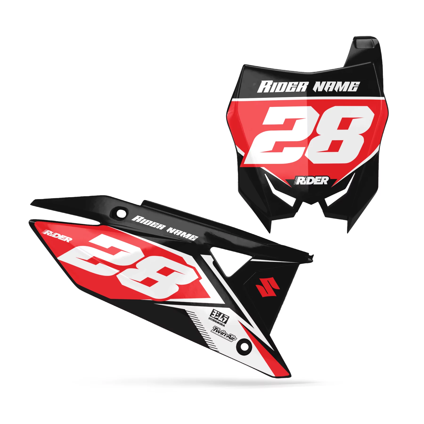 Grafiche moto GRAFICHE FONDI TARGHE PERSO SUZUKI Vision Red Black