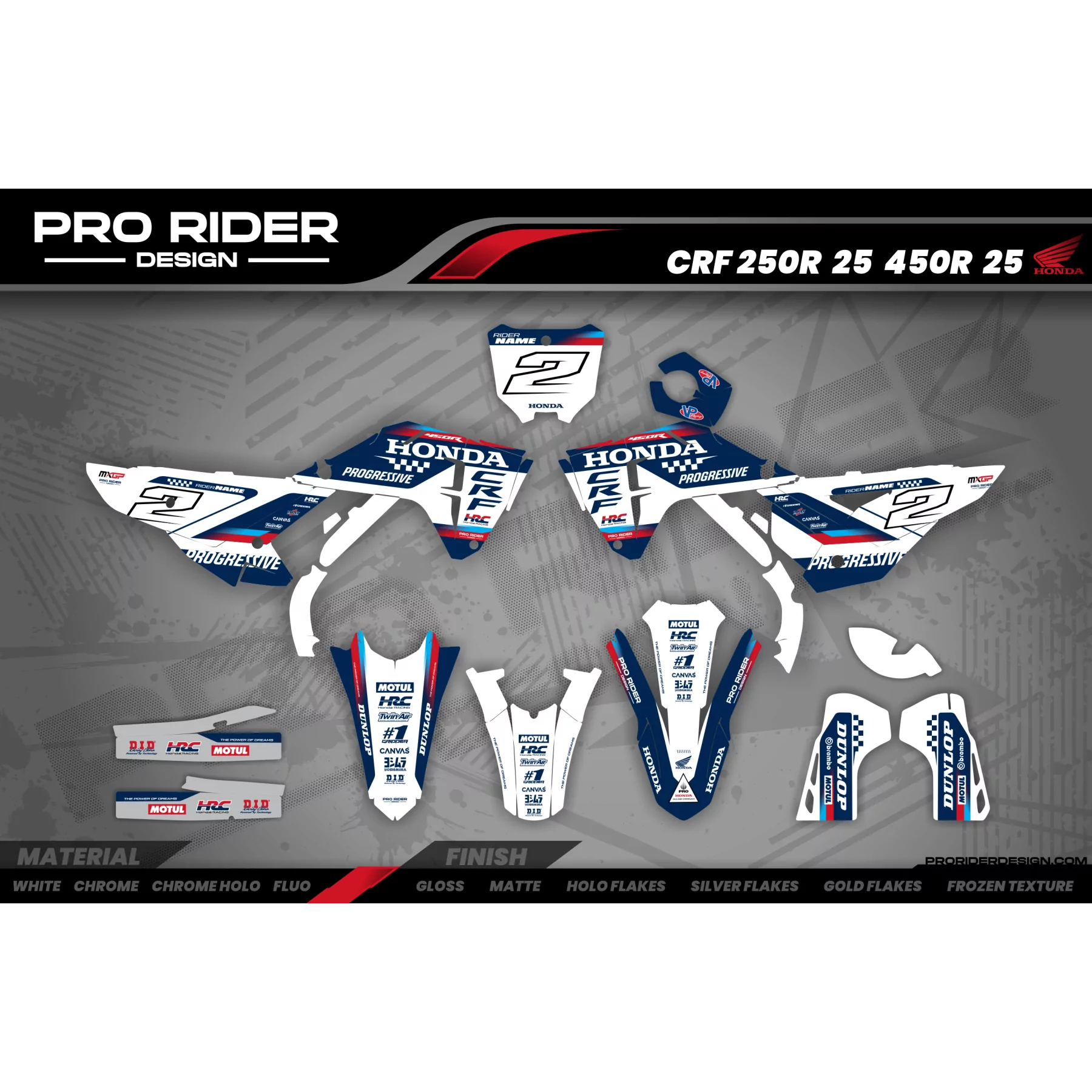 grafiche moto GRAFICHE Motocross HONDA TEAM HRC PROGRESSIVE | BLUE & WHITE