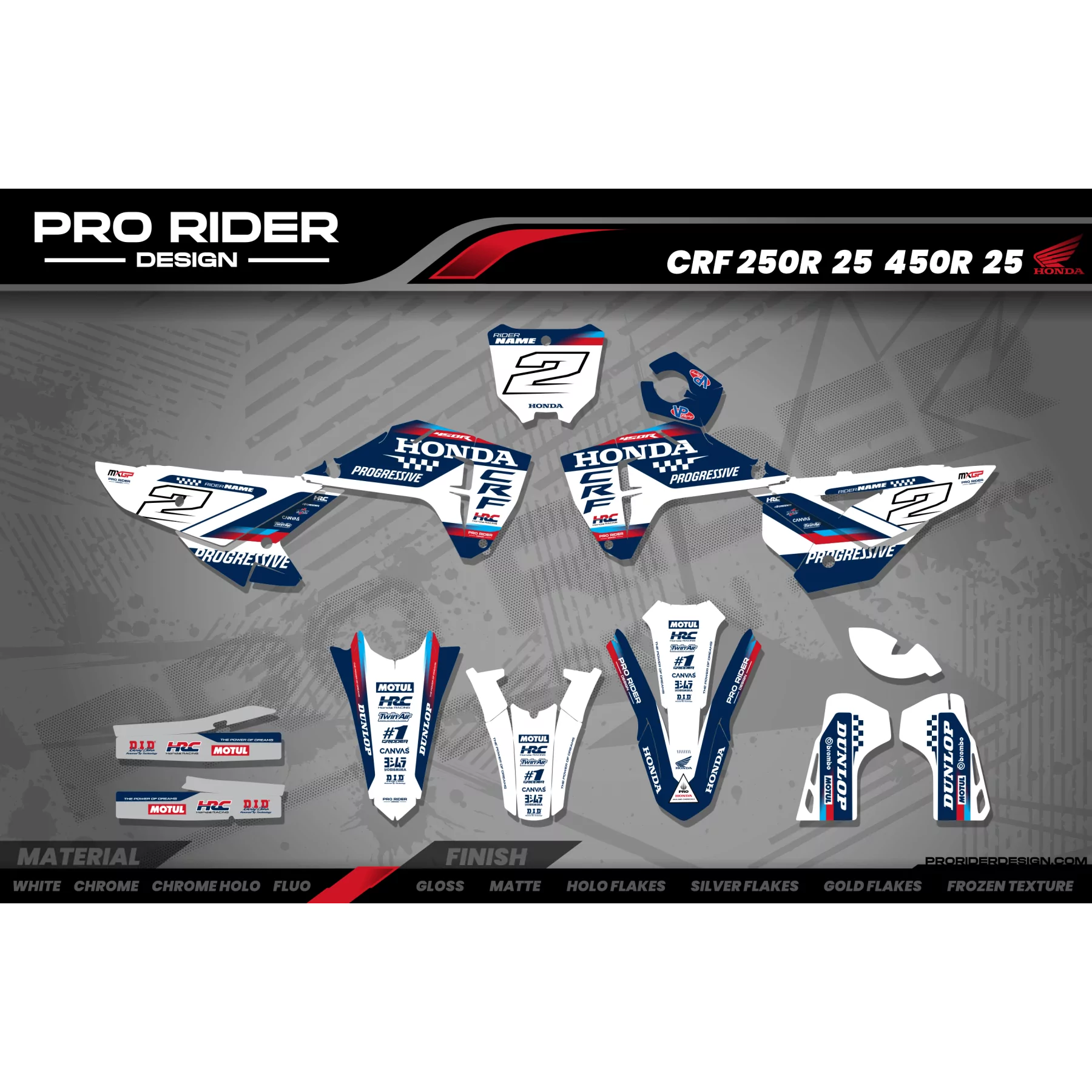 grafiche moto GRAFICHE Motocross HONDA TEAM HRC PROGRESSIVE | BLUE & WHITE