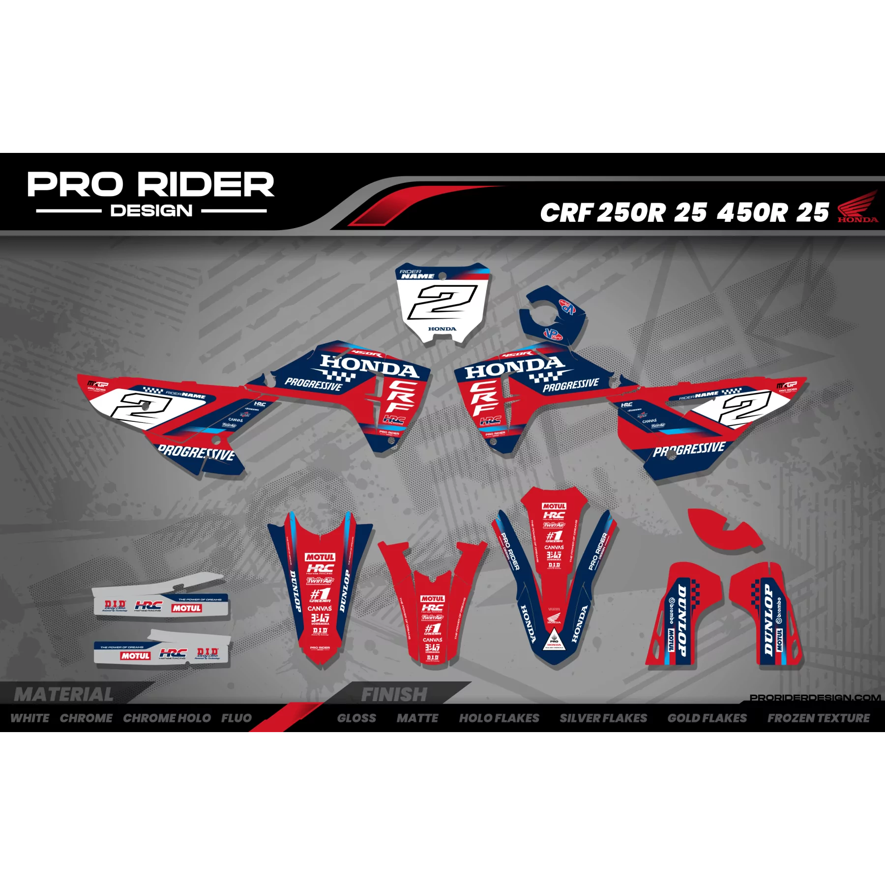 Kit adesivos moto KIT ADESIVOS Motocross HONDA TEAM HRC PROGRESSIVE | RED