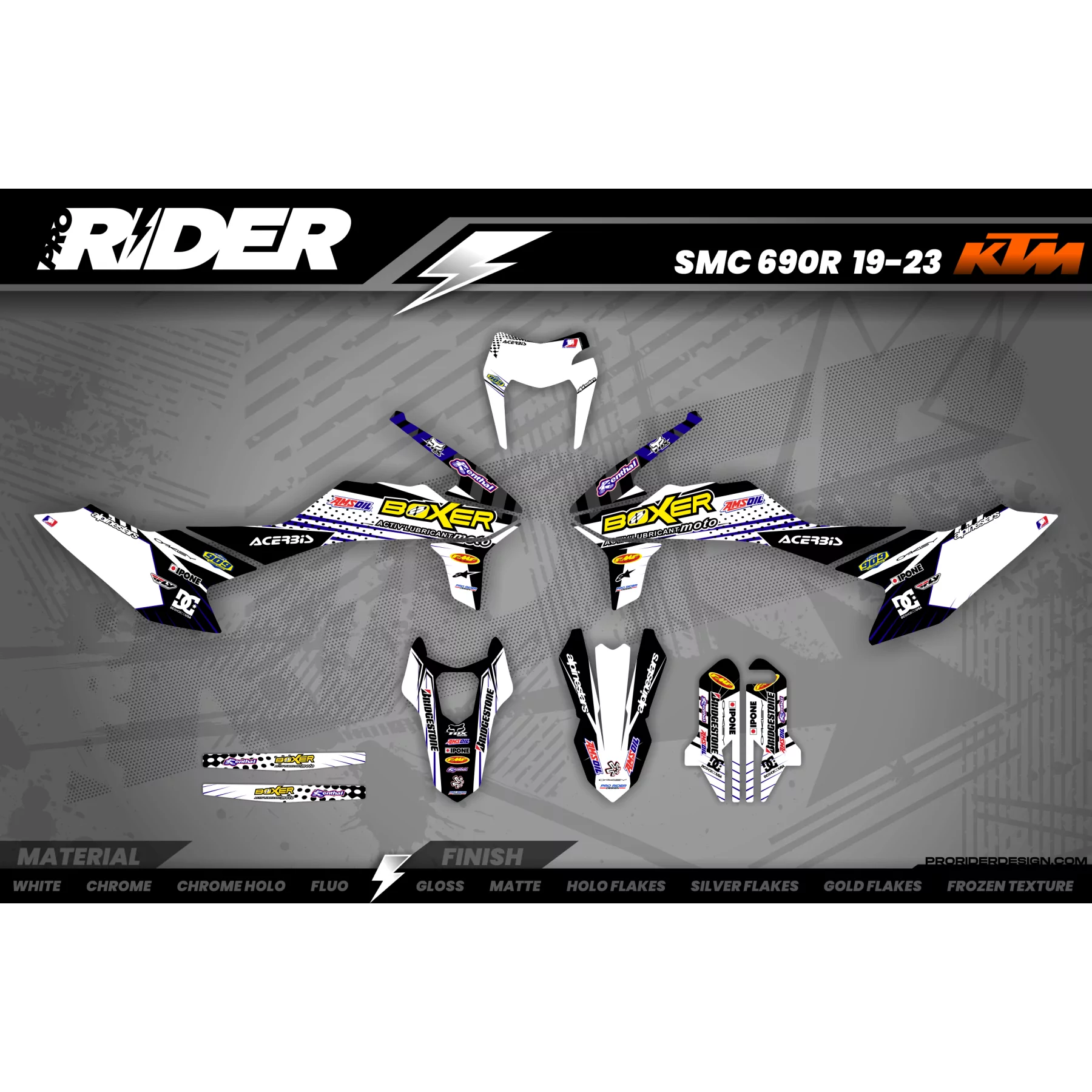 Motorcycle graphics graphics MOTOCROSS CUSTOM BOXER white (ref:prda1g)