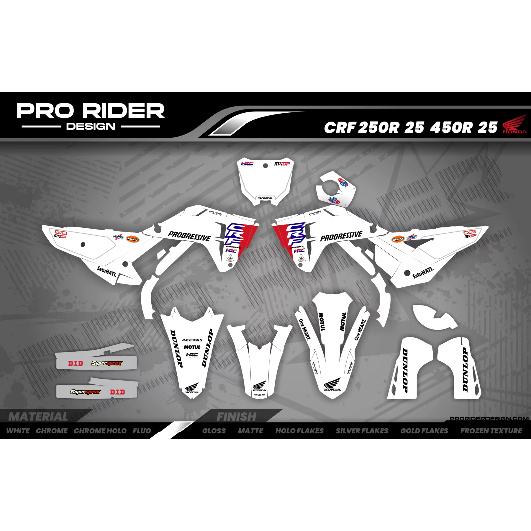 Kit adhesivos moto KIT ADHESIVOS Motocross HONDA HRC SMX Team PROGRESSIVE | WHITE