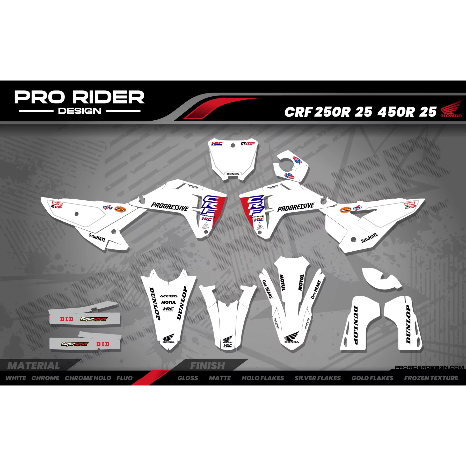 Kit adhesivos moto KIT ADHESIVOS Motocross HONDA HRC SMX Team PROGRESSIVE | WHITE