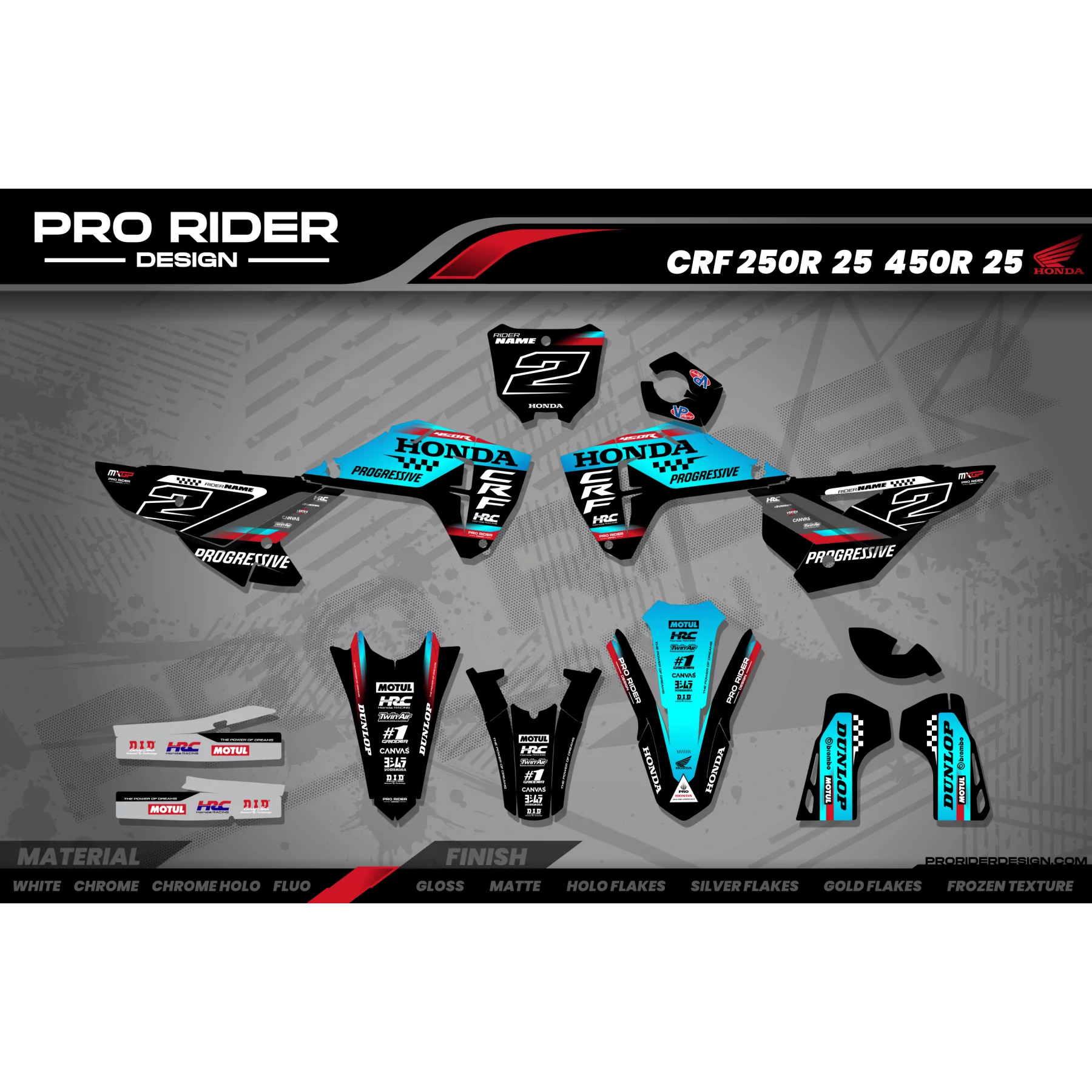 Kit adesivos moto KIT ADESIVOS Motocross HONDA TEAM HRC PROGRESSIVE | TEAL