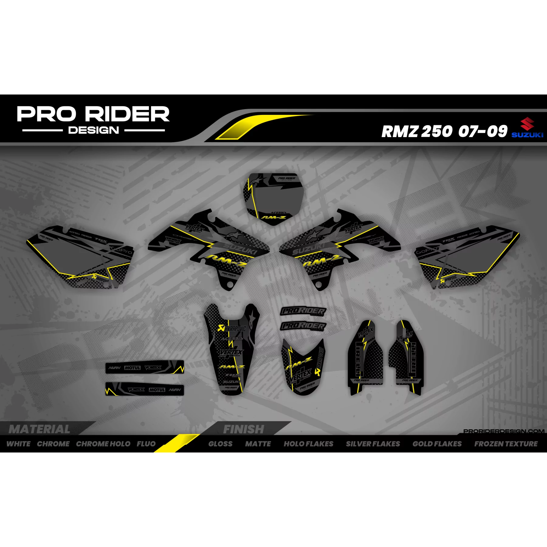 Kit adesivos moto KIT ADESIVOS Motocross SUZUKI VERTEX BLACK