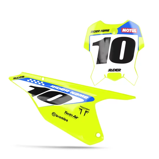 Kit adesivos moto KIT ADESIVOS FUNDOS DE PLACAS TRIUMPH Pract Yellow Blue