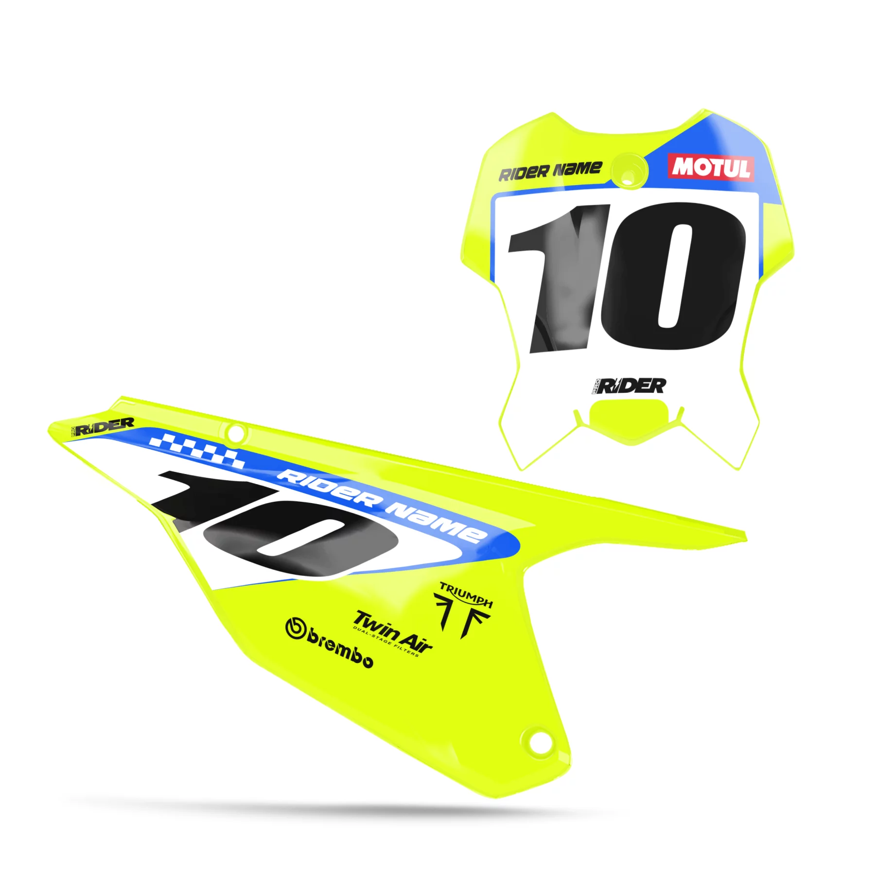 Kit adesivos moto KIT ADESIVOS FUNDOS DE PLACAS TRIUMPH Pract Yellow Blue