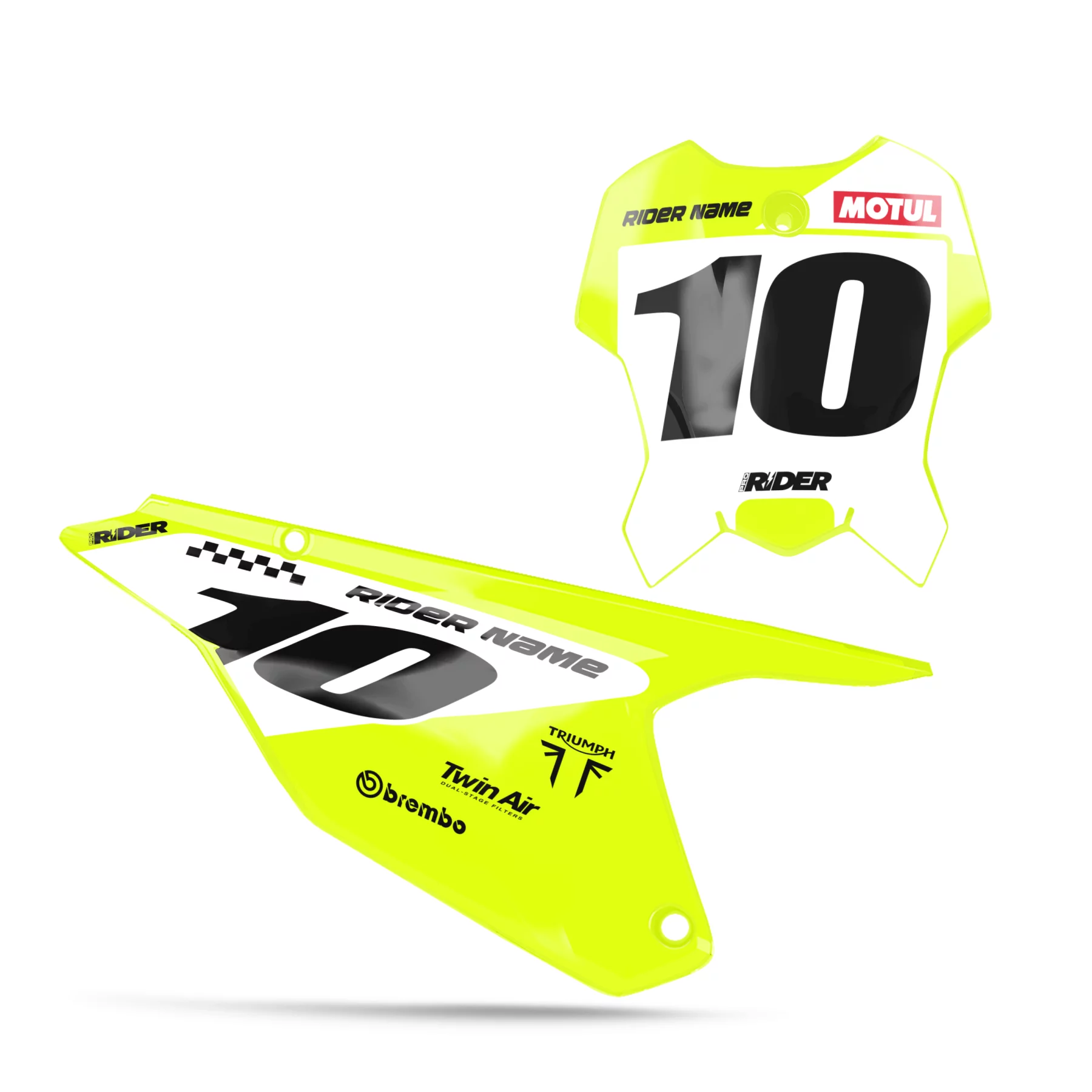 Stickerset moto STICKERSET NUMMERPLAATACHTERGRONDEN TRIUMPH Pract Yellow