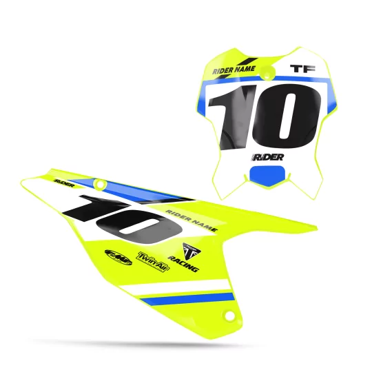 Grafiche moto GRAFICHE FONDI TARGA TRIUMPH Varx Yellow Blue
