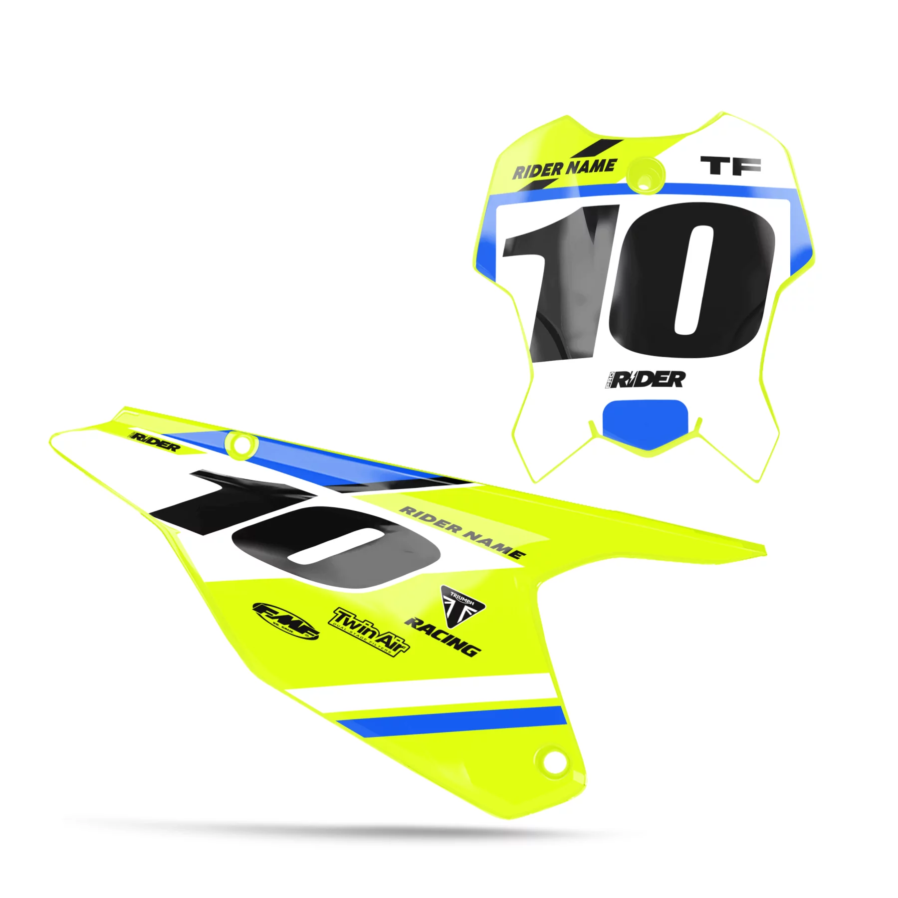Kit déco moto KIT DECO FONDS DE PLAQUES TRIUMPH Varx Yellow Blue