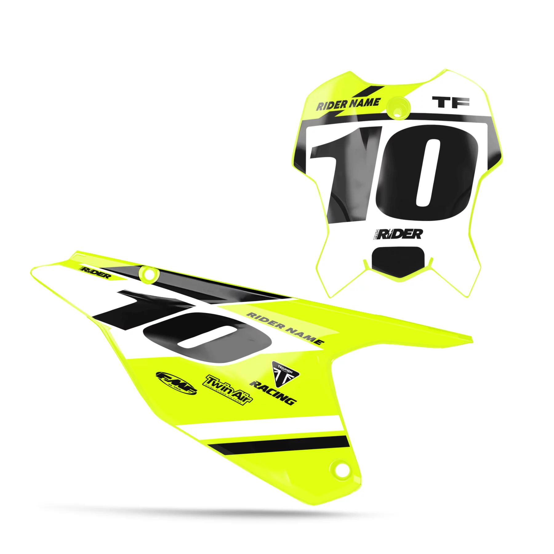 Kit adesivos moto KIT ADESIVOS FUNDOS DE PLACAS TRIUMPH Varx Yellow Black