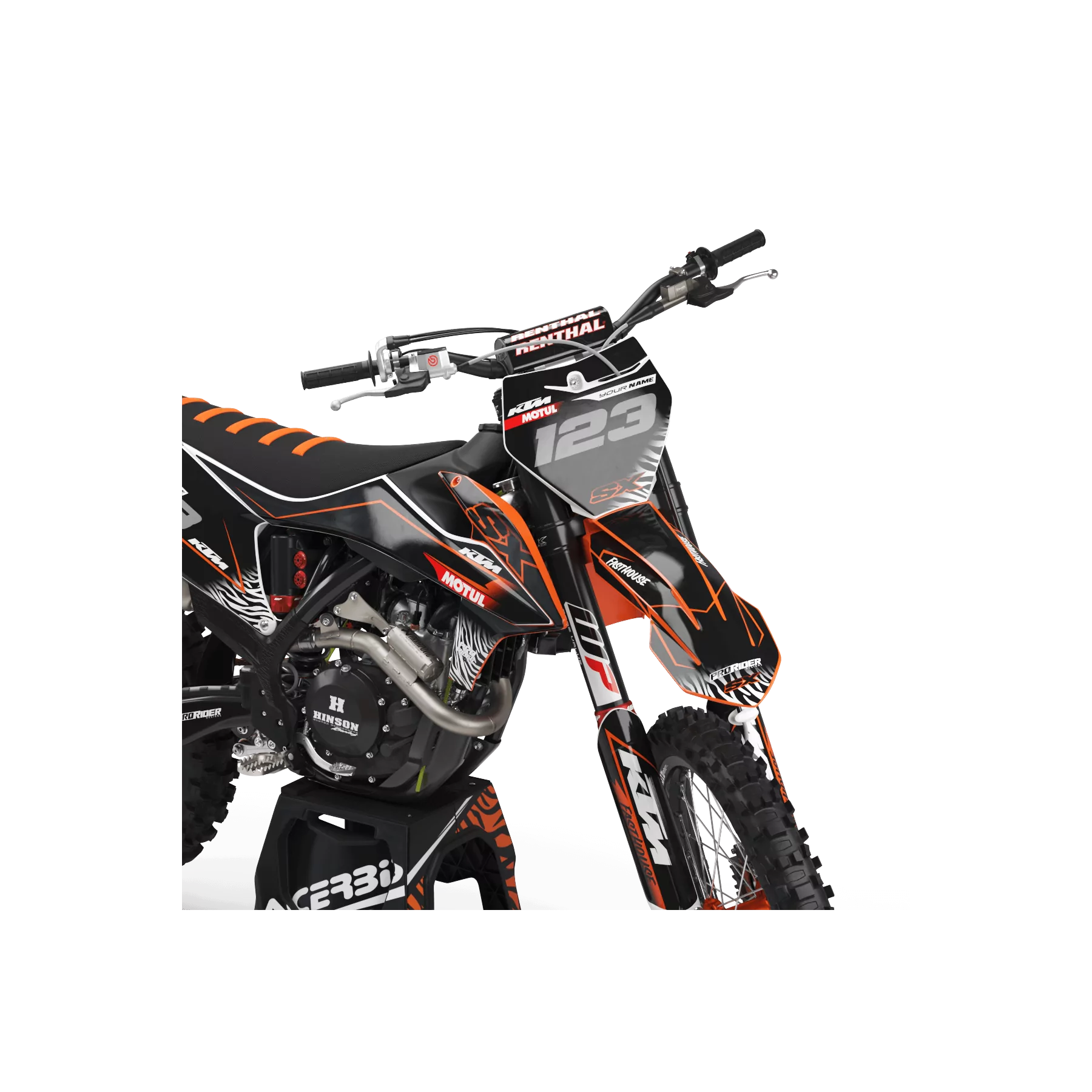 Motorcycle graphics kit Graphics Motocross PERSO KTM MOTUL BLACK/ORANGE