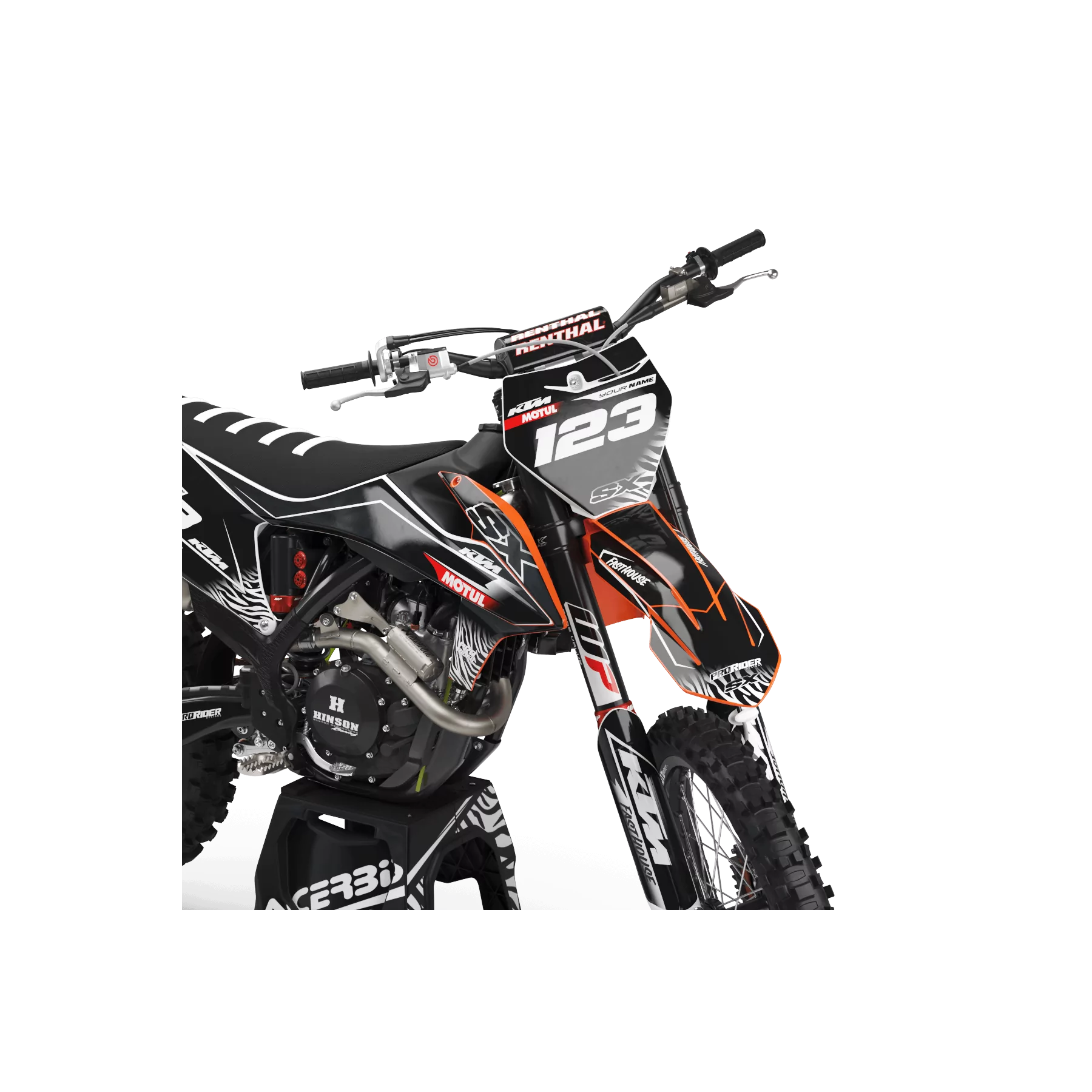 Motorcycle graphics kit Graphics Motocross PERSO KTM MOTUL BLACK/WHITE