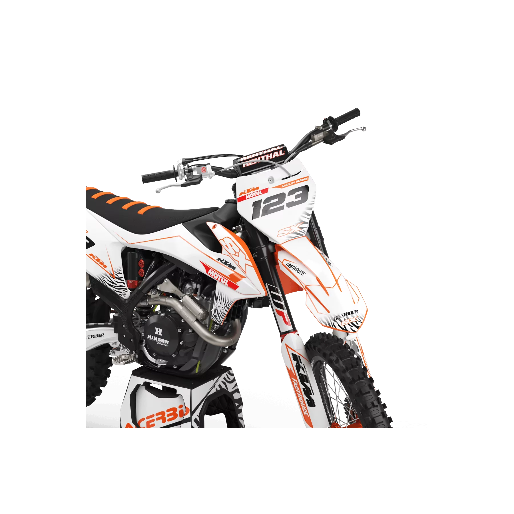 Motorrad DEKOR Dekor Motocross PERSO KTM MOTUL WHITE/ORANGE