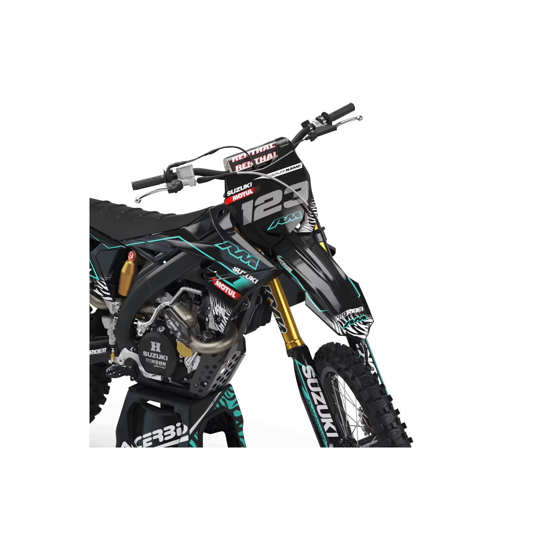 GRAFICHE moto Grafiche Motocross PERSO SUZUKI MOTUL BLACK/TEAL